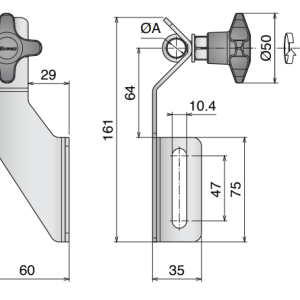 398 Supporto laterale inox -grande- orientabile